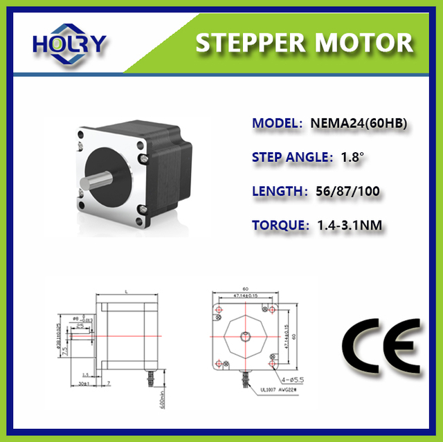 NEMA 24 60 × 60mm 3 A 0,9 ° 1,8 ° 1,4nm motor stepper hibrida