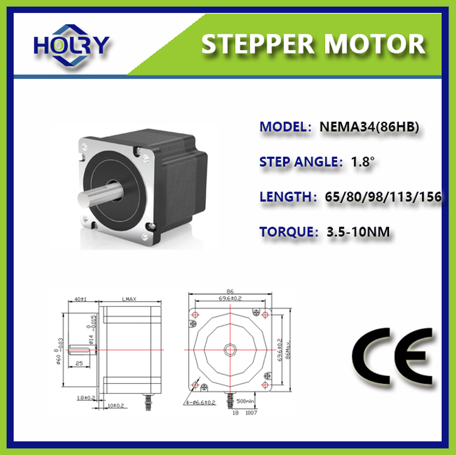 NEMA34 86 × 86mm 5 A 1,2 ° 1,8 ° 4.0nm Motor Stepper Hibrida
